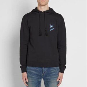 Saint Laurent Black Signature Script Cotton Hoodie - S/M, authenticated! 🇮🇹